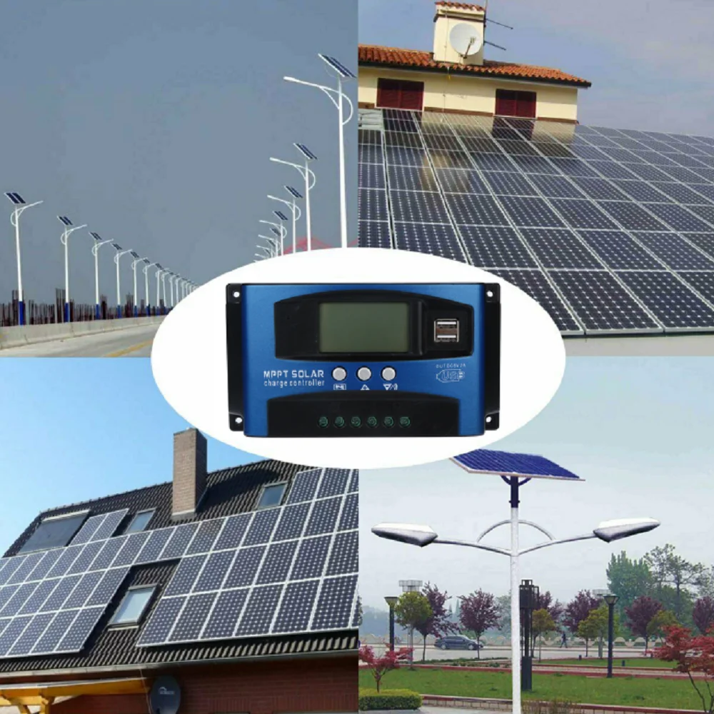 Areyourshop 60A регулятор MPPT солнечной панели Контроллер заряда 12 V/24 V Авто отслеживания фокуса