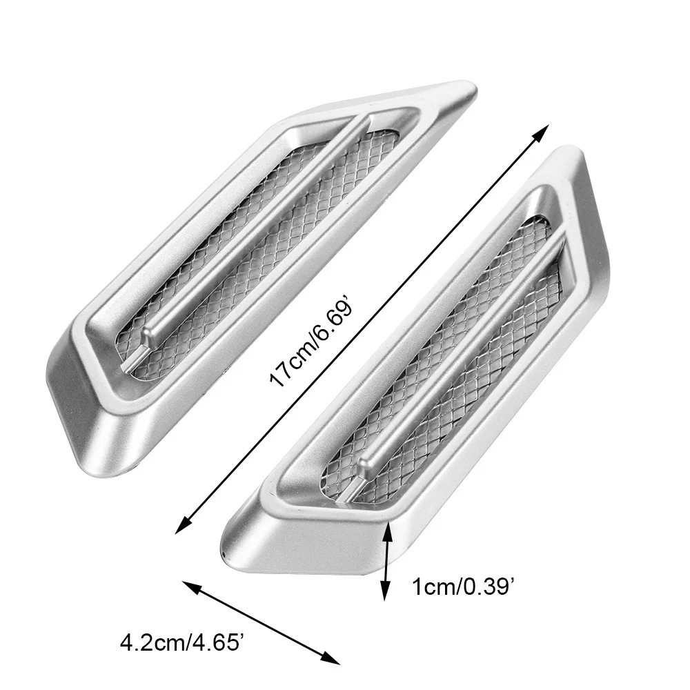 2 шт. черный/серебристый Универсальный 3D вентиляционное отверстие крыло наклейки крышка капота решетки Впускной турбо воздухозаборник боковое украшение