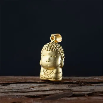 

HFANCYW New Design Buddhist Cute Cartoon Golden Buddha 925 Sterling Silver Pendant Fashion Female Amulet Necklace Wholesale