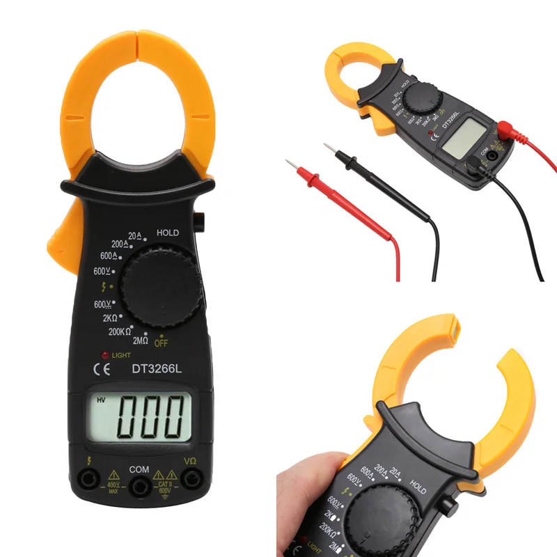 

DT3266L AC / DC Portable Handheld Digital Clamp Meter Multimeter Voltage Current Resistance Tester with Lead Tester Meter