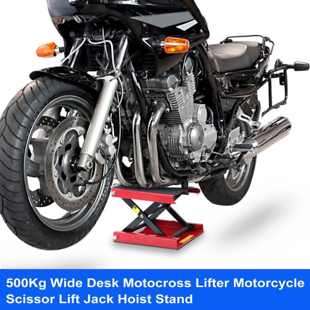 

Heavy Duty Motorcycle Jack With Four Wheels Universal 500KG Scissor Lift Stand Durable Autobike Repairing Platform