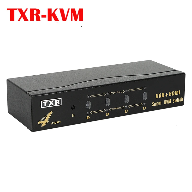

Remote control HDMI switch 4-port USB 2-in-1-out multi-computer sharing a set of keys and mice switch remote control+Manual