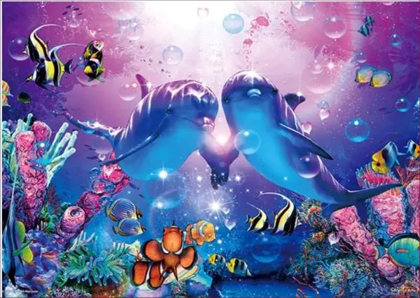 5D DIY Diamond painting Marine Dolphin embroidery diamond Cross Stitch full circular Rhinestone mosaic home decoration gift | Дом и сад