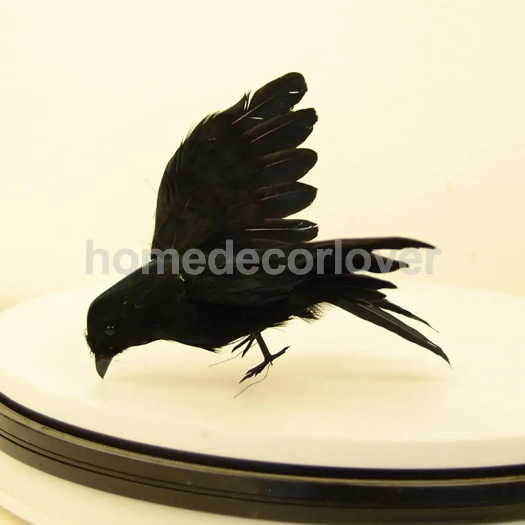 Artificial Realistic Feathered Crow Raven Birds Garden Tree Wedding Decor Photo Props Halloween Decor Craft