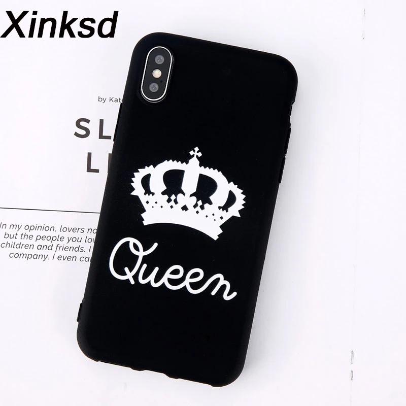 Чехол для телефона King Queen Crown iphone XR XS Max X 6 6S 7 8 Plus Модный стильный мягкий