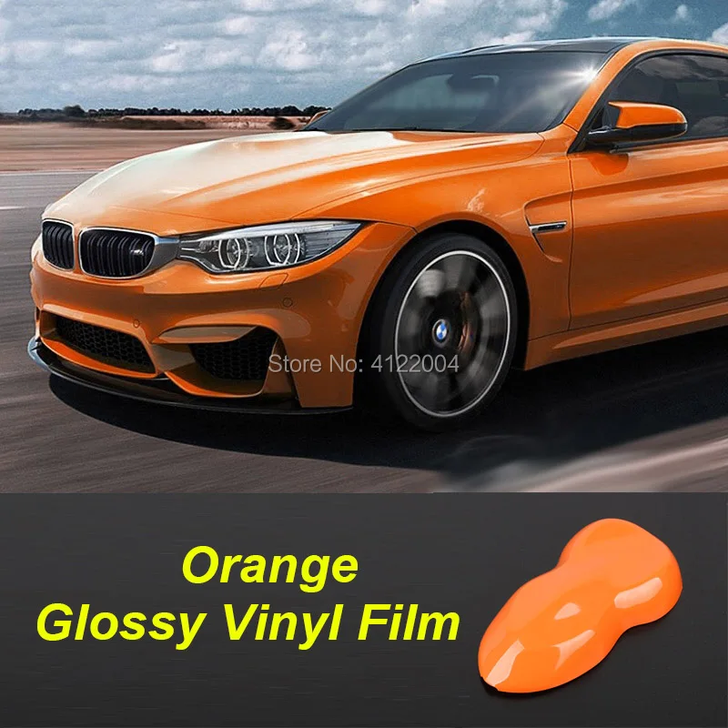 

10/20/30/50cm LGM Orange Car styling Glossy Vinyl Film Sticker Foil Bubble Free Car Body Wrapping Motorcycle Automobiles