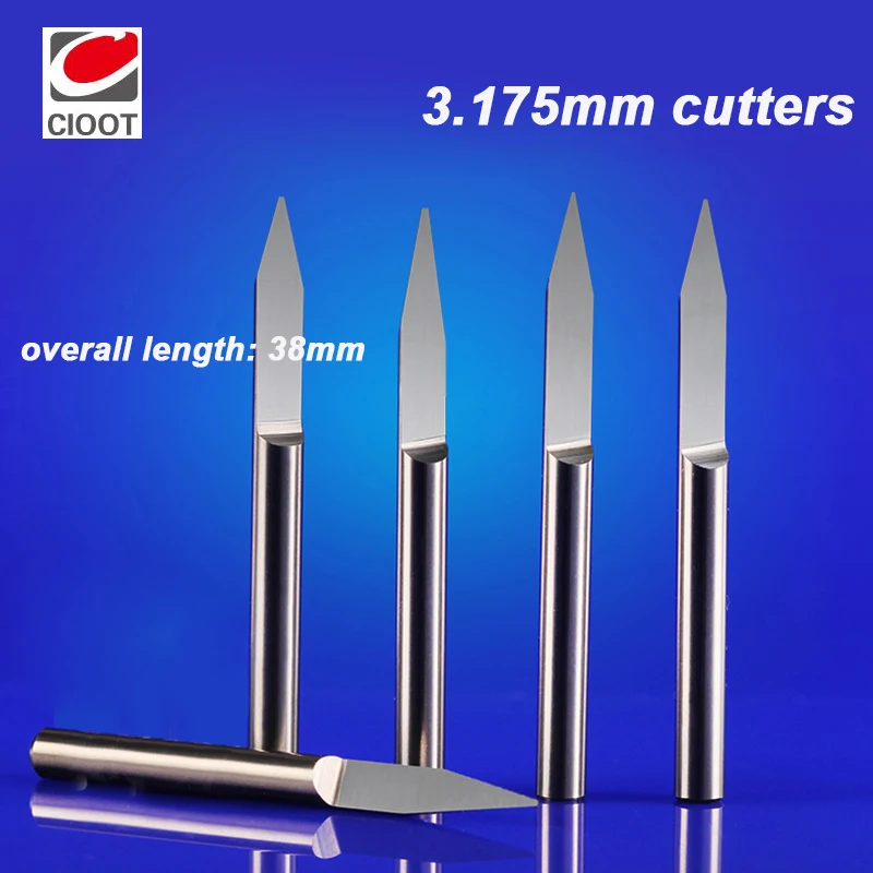 10pcs 3.175mm V Shape Face Mill Cutter CNC Tool Router Bits PCB Engraving Flat Bottom Cutter