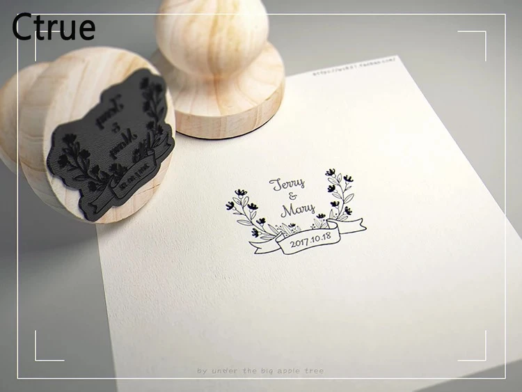  Diameter 4.5cm custom name date Personalized logo wooden stamp seal for DIY Invitation stationery w - 32975970984