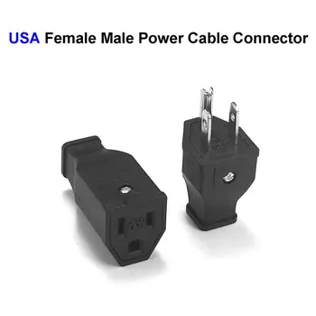 

American Plug Adapter Power Cord Connector US 3 Pin Male Female Wiring Plug Extension Cord Cable Connector Rewireable Socket