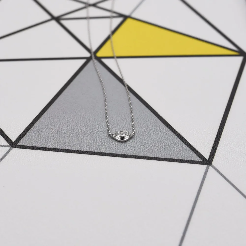 Seanlov Fashion Little Eye Pendant Necklace for Women Fine Silver Jewelry Gift Luxury  Wedding Engagement Necklace