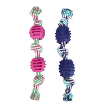 

Pet Dog Toy Double Knot Cotton Rope TPR Balls Dogs Bite Chew Molar Toys for pet product