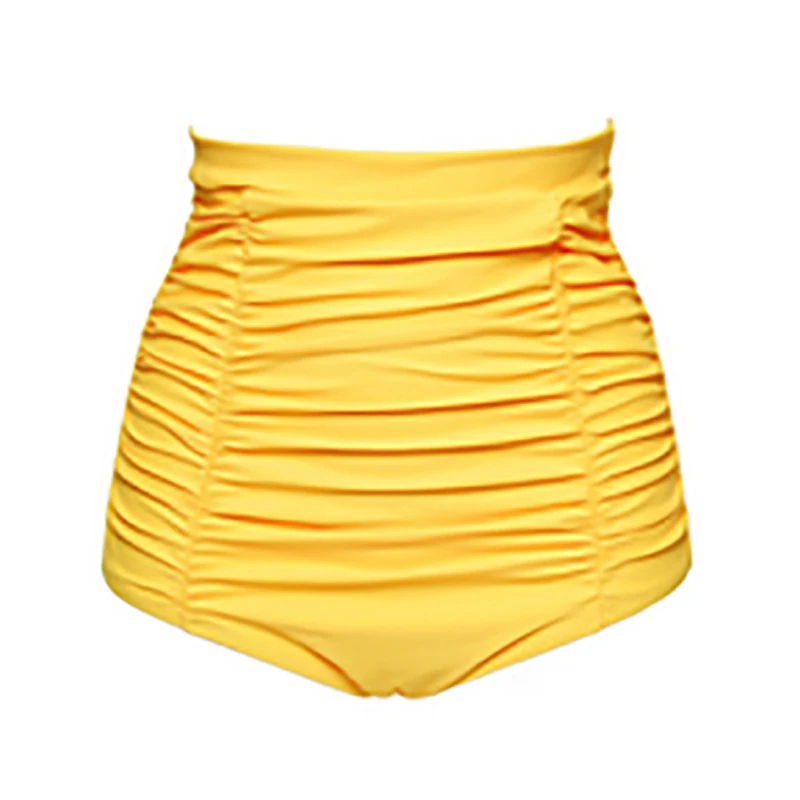 Trangel 2018 Women Vintage Ruched High Waisted Bikini Bottoms Classic