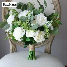 Белый искусственный букет невесты розы цветы для невесты Свадебный букет ручной работы
