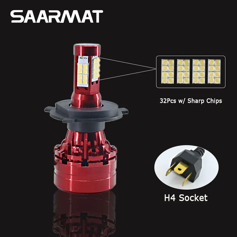 1 шт. 32 SMD H4 HB2 9003 Hi/Lo луч 5000K белый 80 Вт 8000LM автомобильный мотоцикл велосипед с