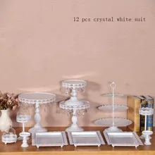 12 шт./лот белый торт стенд Свадебная стойка для кексов набор стеклянный купол Серебрянное ожерелье Бар инструменты для украшения торта набор форм для выпечки