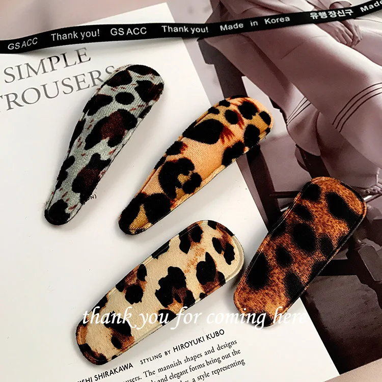

New arrival Fashion women korea style hairpins girl's lovely velvet leopard print hair clips cute Hair accessories headwear