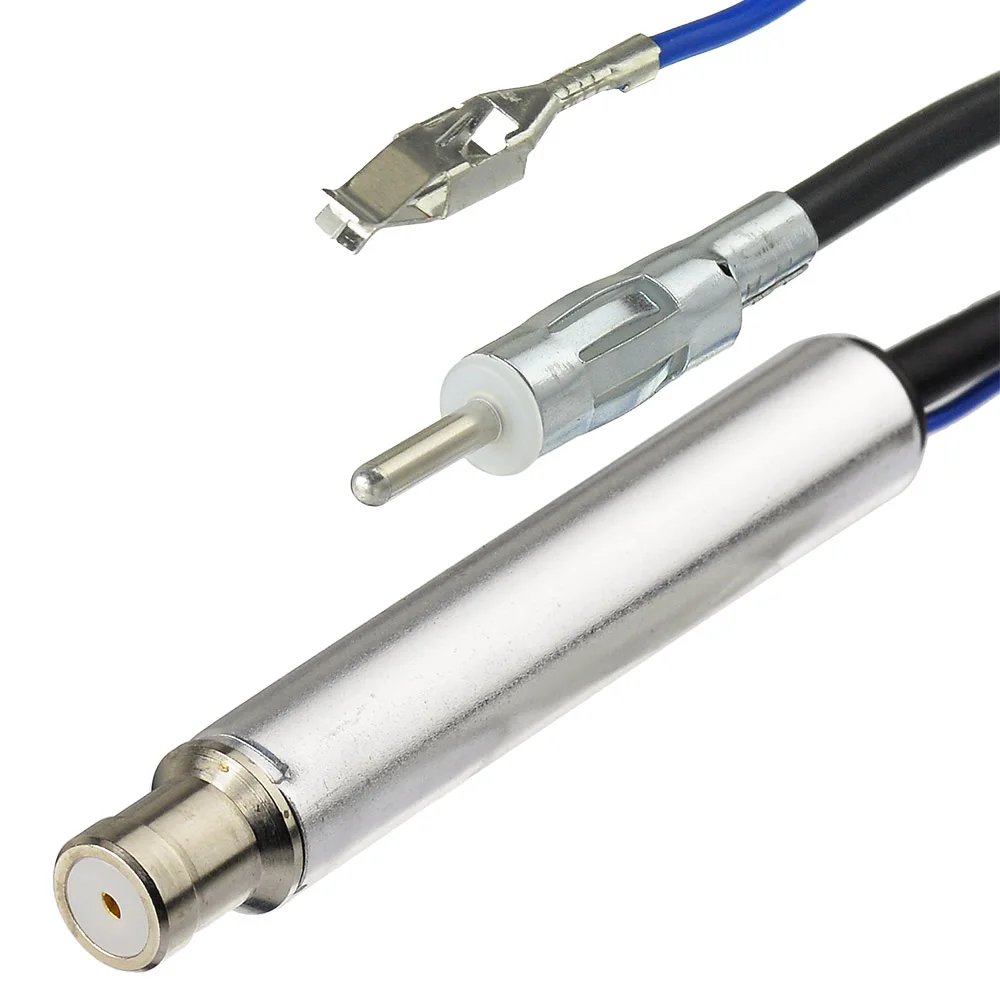 Eightwood Auto Inline Antenna FM AM Stereo Radio Signal Amplifier Booster ISO Connector to DIN 41585 Male to Female Power Input