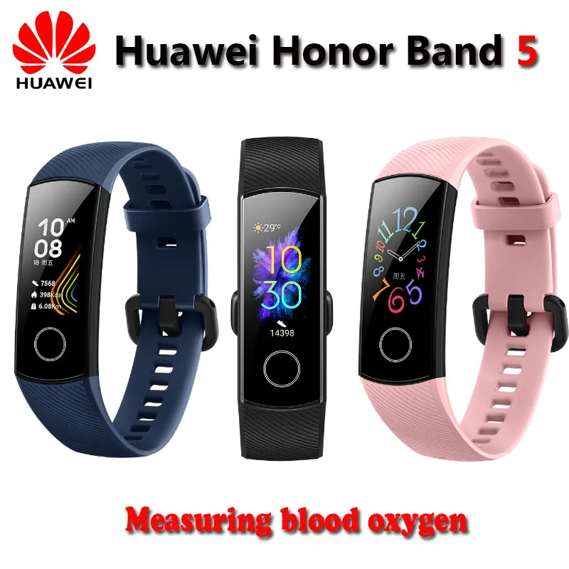 

Original Huawei Honor Band 5 Smart Wristband Oximeter Magic Color Touch Screen Swim Stroke Detect Heart Rate Sleep Nap