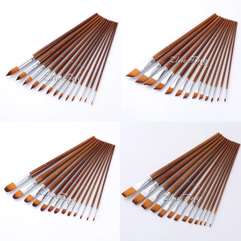Beste 13 stks set Kunstenaar Nylon Haar Acryl Olieverf Borstel Set Lange Handvat School Tekening Tool Aquarel Borstel Voor Kunst Levert