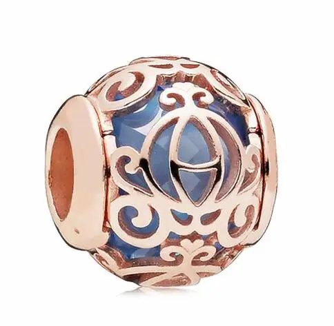 

Original 925 Sterling Silver Charm Rose Openwork Cinderella Pumpkin With Crystal Beads Fit Pandora Bracelet Diy Jewelry