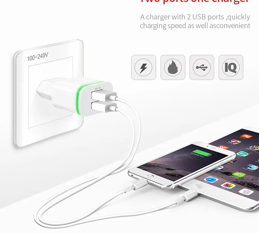 USB Charger for iPhone Samsung Xiaomi Huawei 5V 4A EU Plug 4-Ports Universal wall Fast Charge LED Light Mobile Phone charger 5v 1a usb