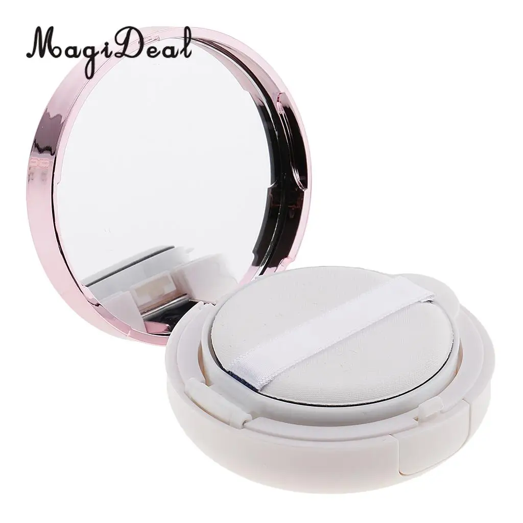 2x Empty Luxurious Make-up Powder Container Air Cushion Case with Puff and Extra Inner Container Foundation BB Cream Box