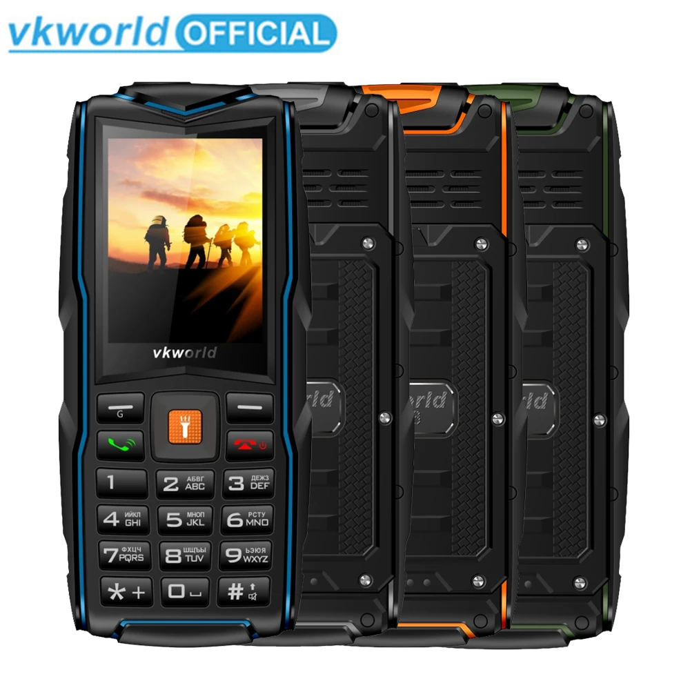 

VKworld New Stone V3 Mobile Phone Waterproof IP68 2.4 inch FM Radio 3 SIM Card Led Flashlight GSM Russian Keyboard Cell phones