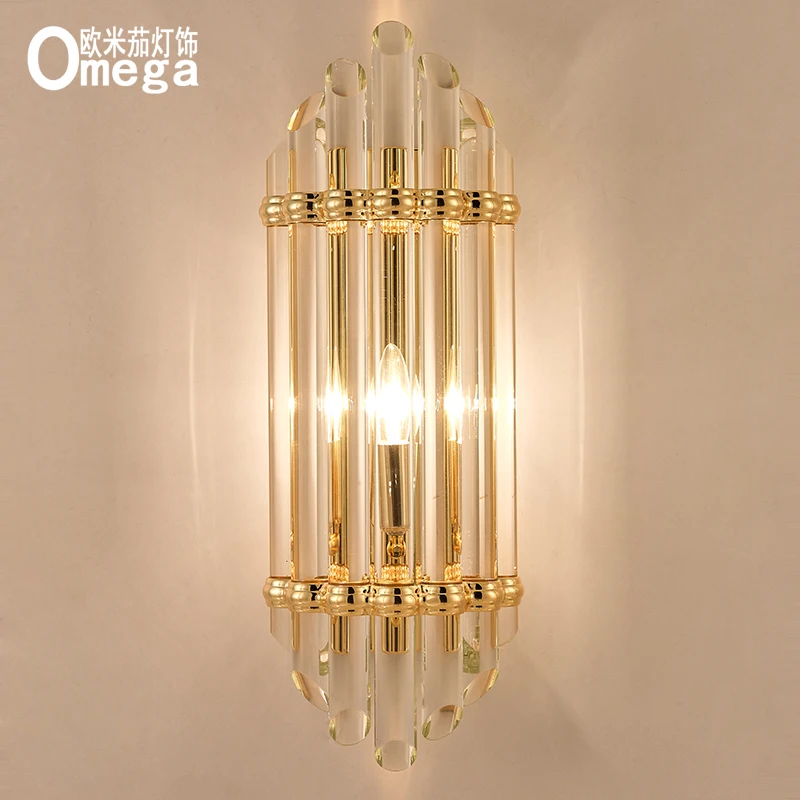 

Postmodern minimalist creative aisle crystal wall lamp living room TV background wall lamp bedroom bedside crystal wall lamp