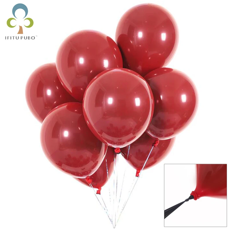 

10pcs 10inch Dark Red Latex Balloons Double Layer Balloons Wedding Decorations Helium Globos Birthday Party Decorations GYH