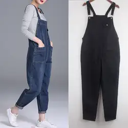 Плюс Размеры 4XL 5XL джинсы-бойфренды для Для женщин карманы джинсовые комбинезоны длинные брюки Для женщин шаровары джинсы комбинезоны