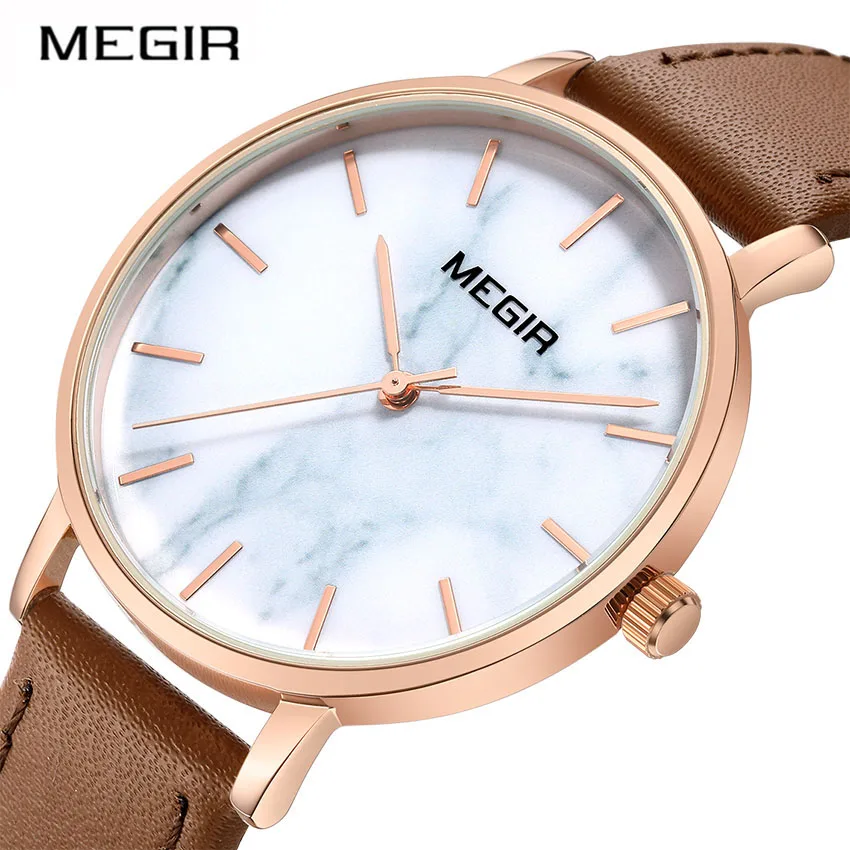 

MEGIR Ladies Watch Women Girl Quartz Watches Fashion Casual Time Clock Woman Female Relogio Feminino Leather Band Wristwatch