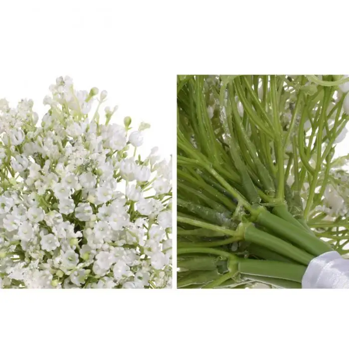 Искусственный пластик Gypsophila свадебный ручной Букет с лентой для украшения свадьбы LE66