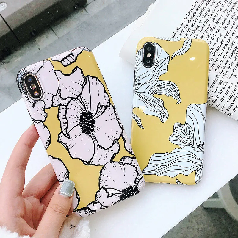 Boucho Phone Cases For iPhone X XR XS Max Vintage Floral Cases Flower Silicon Protect Soft Full Cover For iPhone 6 6s 7 8 Plus