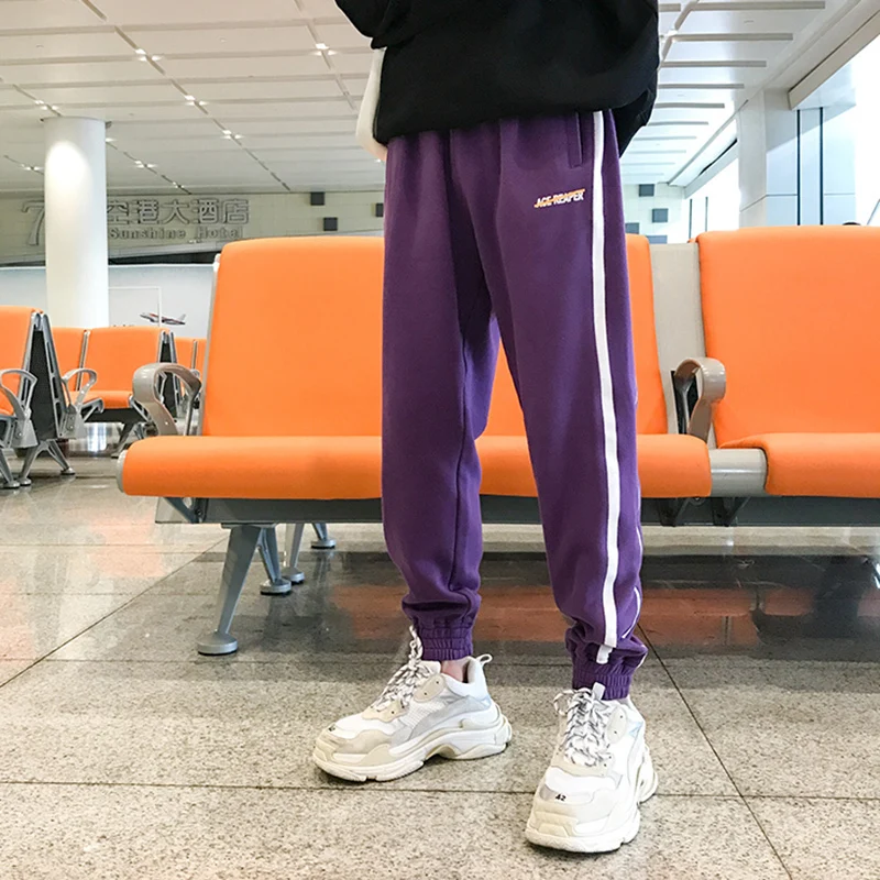 Fashion Casual Men's Trousers Spring And Autumn New M-2XL Printing Loose Casual Pants Black Purple Personality Youth Popular