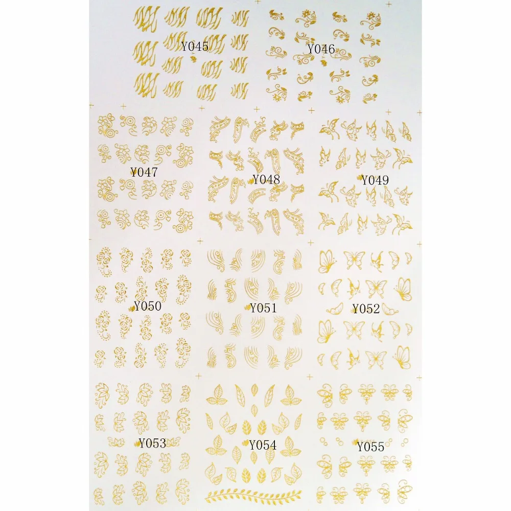 

11 PACKS / LOT NAIL TATTOOS STICKER WATER DECAL NAIL ART GOLD SILVER FLOWER LEAF BUTTERFLY FIRE MAPLE SWIRLY PETALS Y45-55