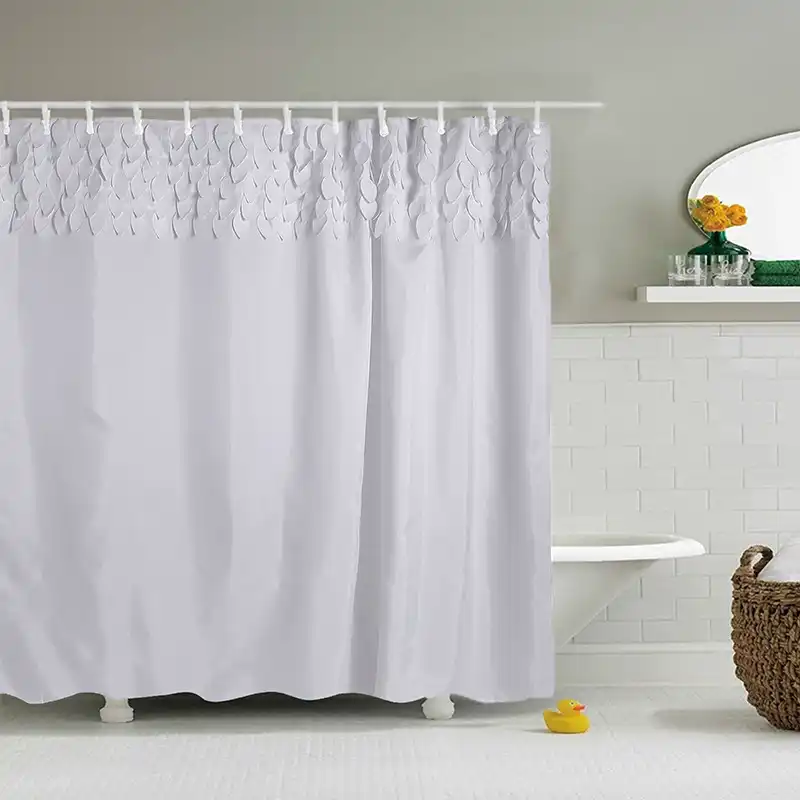 Pure White Shower Curtain Polyester Waterproof Mildew Proof