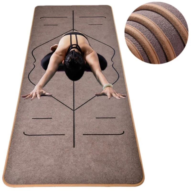 Microfiber Yoga Mat with Body Alignment Lines Fitness