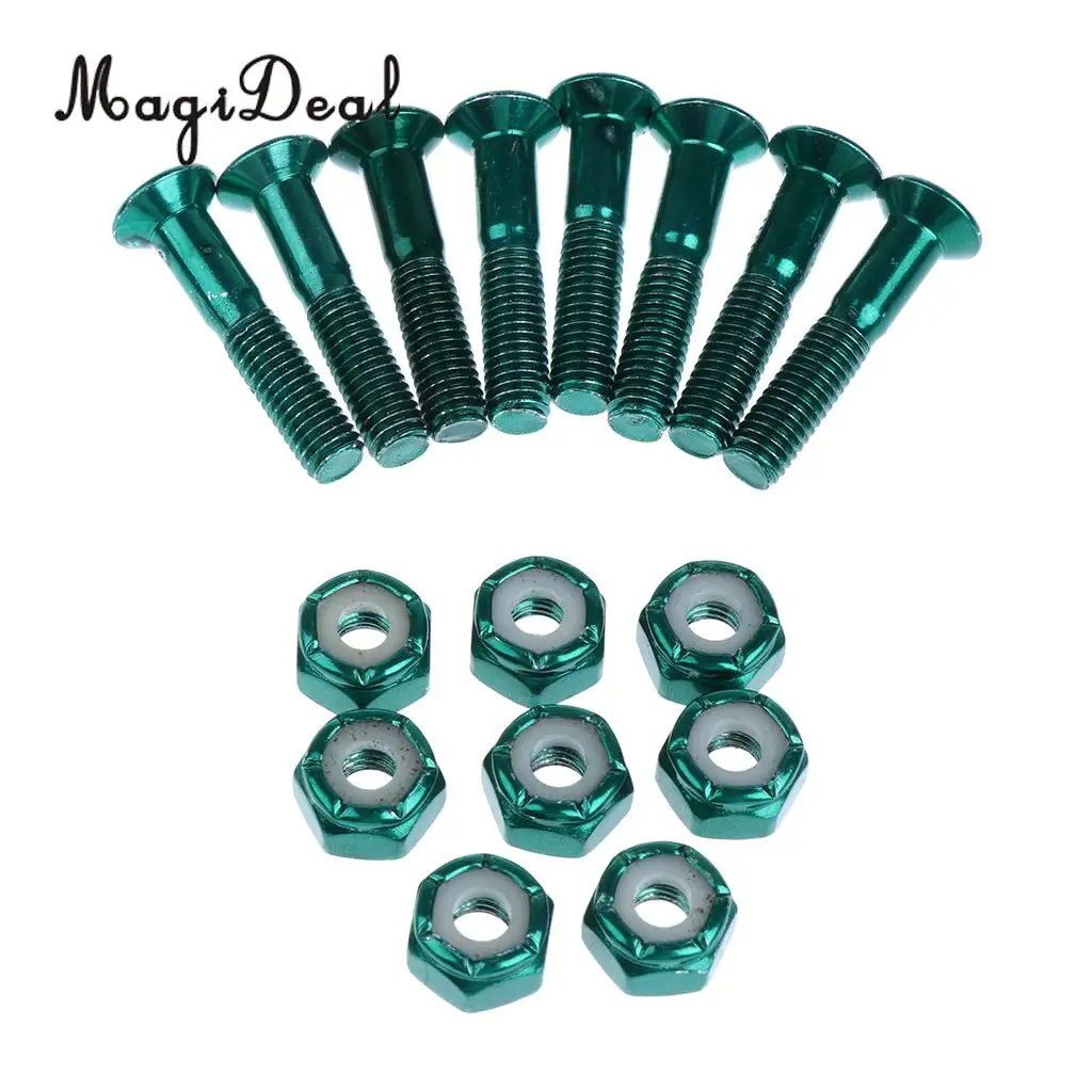 

MagiDeal 8pcs Replacement Skateboard Truck Hardware Set Longboard Screws Bolts Green