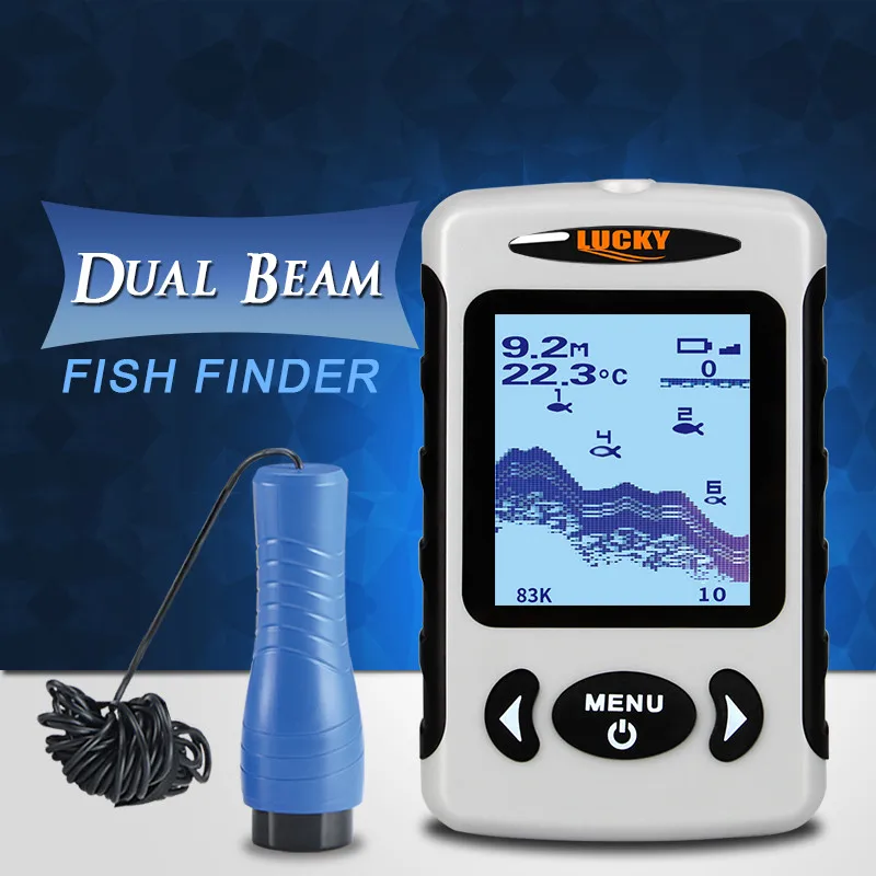 الروسية القائمة! محظوظ FF718D-Ice 2.2 بوصة LCD المحمولة صياد السمك 200 KHz/83 KHz المزدوج سونار تردد 100 M كاشف ل الجليد الصيد