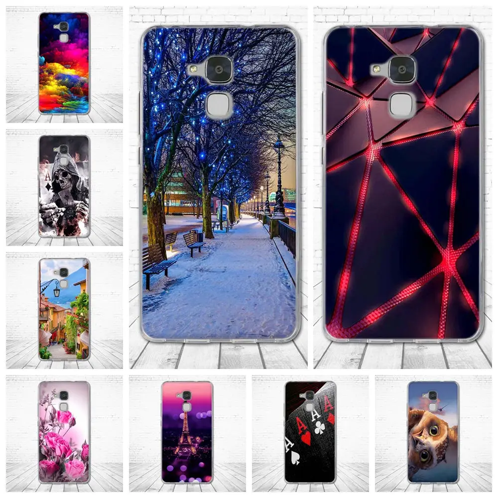 

For Case Huawei Honor 5C Honor5c / Honor 7 Lite Back Cover Soft Silicone TPU Fundas 3D Pattern Capa For Huawei GT3 Phone Cases