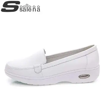 

White Casual Shoes Women Slip On Shoes Female Comfortable Thick Crust Nurse Shoes At The Bottom Work Shoes Big Siz EU 41 #B2418