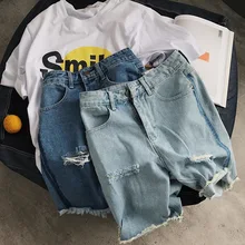 Джинсовые шорты мужские большие размеры Мужская Летняя с высокой талией новые джинсы мужские дырявые шорты тренд повседневные свободные летние