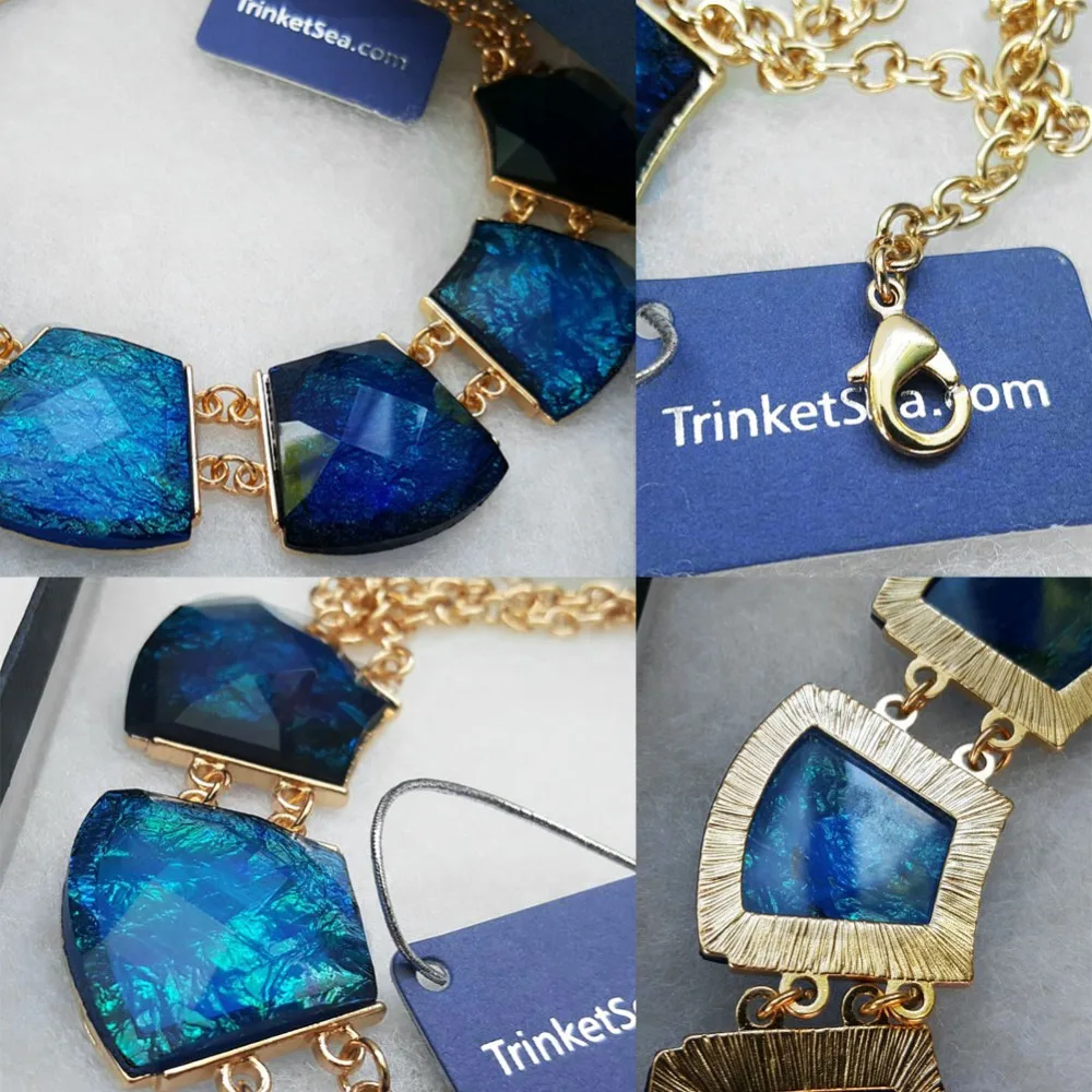 TrinketSea Модный Синий Кристалл Очарование Женщины Подвеска Себе Ожерелье Короткое