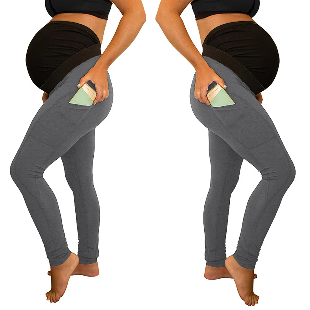 Женские Леггинсы для беременных Бесшовные штаны для йоги эластичные брюки для беременных Одежда для беременных с карманами женские наряды