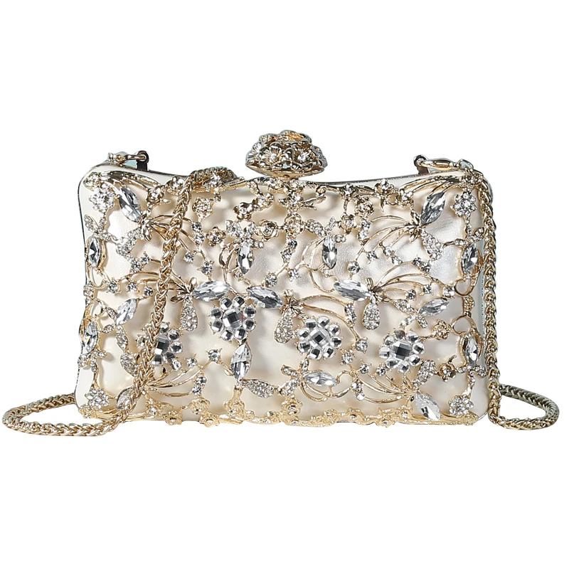 

Women's Crystal Evening bag Retro Beaded Clutch Bags Bling Wedding Diamond Beaded Bag Rhinestone Chain Shoulder Female Bags 570