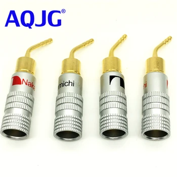 

4pcs High Quality New 24K Gold Nakamichi Speaker Pin Angel 2mm Banana Plugs Speaker wire Screw Lock Connector AQJG