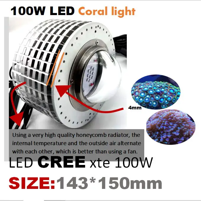 

free customize 100W CREE LED aqurium lighting Grow Light Aquarium marine lamp for Coral Reefs Fishvegetables Greenhouse