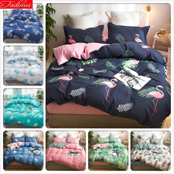 

Flamingo Pattern Duvet Cover 3/4 pcs Bedding Set Soft Cotton Bed Linens Adult Kids Child Single Twin Full Double Queen King Size