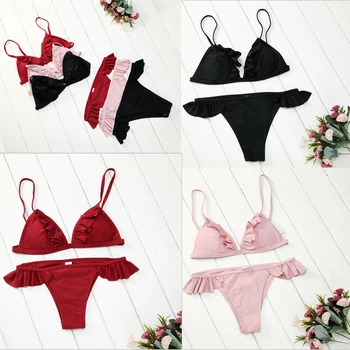 

New Fashion Women‘s Bandage Push-up Bikini Swimwear Sets Summer Casual Beach Style Swimwear Suit
