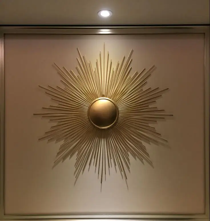 

Creative Wrought Iron Wall Hanging Gold Mural Decoration Home Livingroom European Porch Wall Sun Flower Crafts Accessories Art